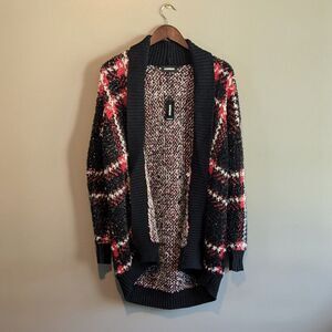 Express Women’s XS Cardigan Sweater NWT Draped Open Front Black Red Small